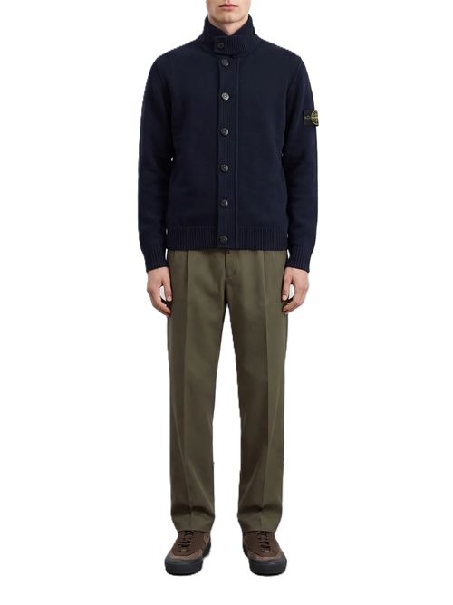 Stone Island Logo Patch Buttoned Cardigan Stone Island | L2S15 5100047 S00A3V0020 NAVY BLUE